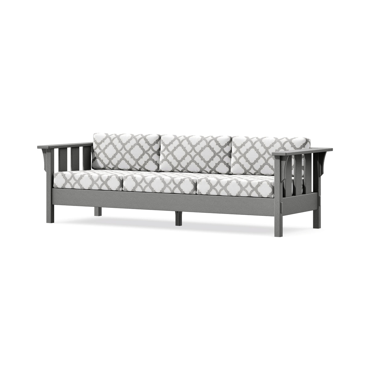 POLYWOOD Acadia Deep Seating Sofa in Slate Grey / Trellis Grey Mist