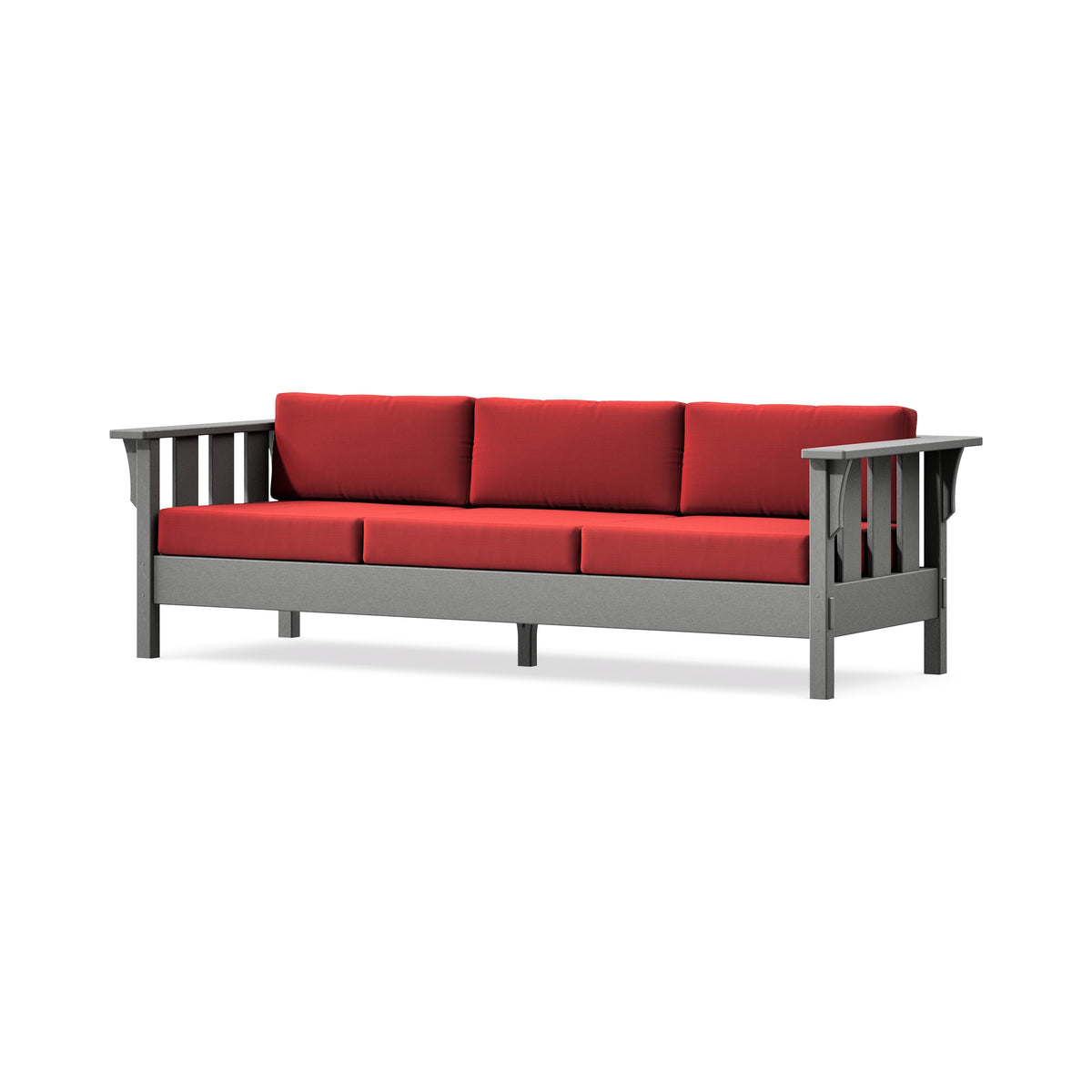 POLYWOOD Acadia Deep Seating Sofa in Slate Grey / Crimson Linen