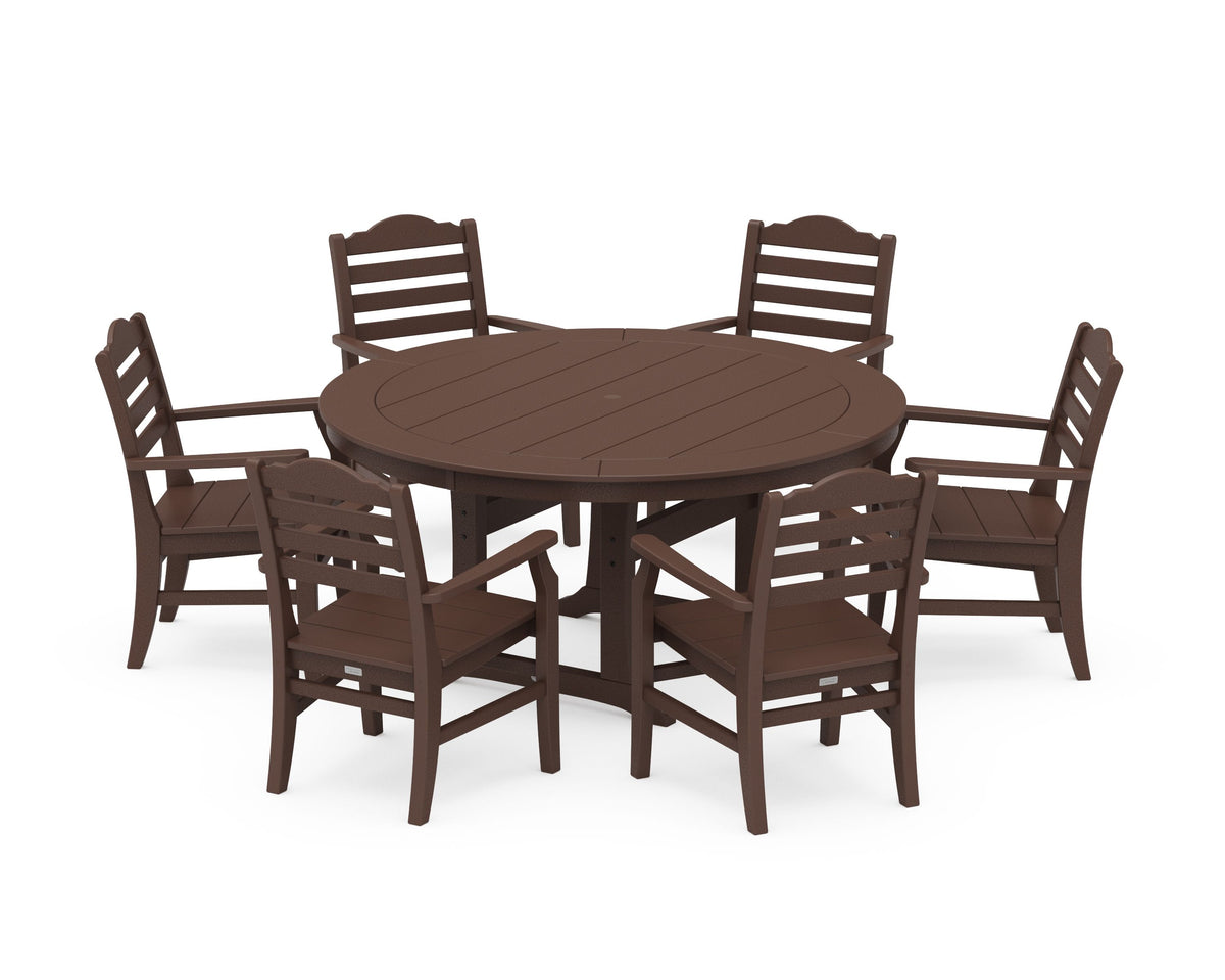 POLYWOOD Savannah 7-Piece Arm Chair Round Dining Set in Mahogany