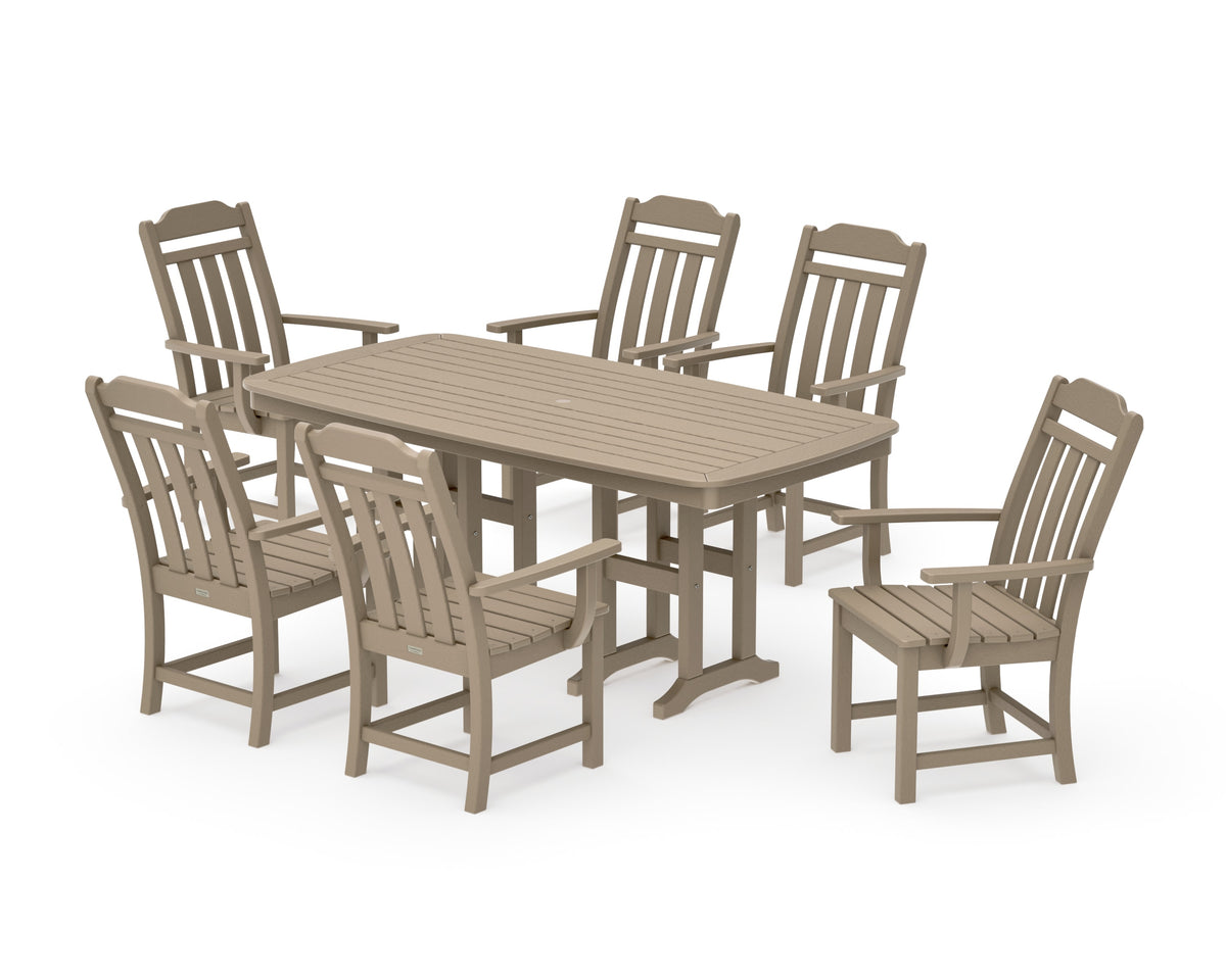 POLYWOOD Cottage Arm Chair 7-Piece Dining Set in Vintage Sahara