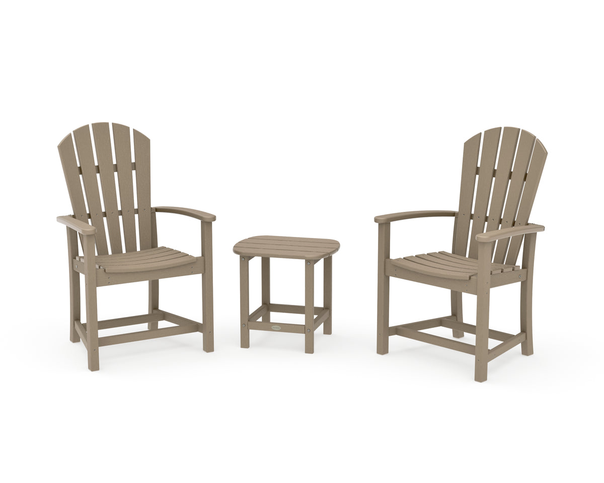 POLYWOOD Palm Coast 3-Piece Upright Adirondack Chair Set in Vintage Sahara