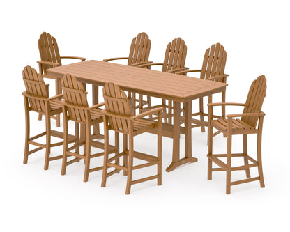 POLYWOOD Classic Adirondack 9-Piece Bar Set with Trestle Legs in Natural