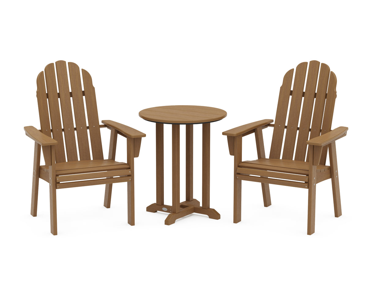 POLYWOOD Vineyard Adirondack 3-Piece Round Bistro Dining Set in Natural