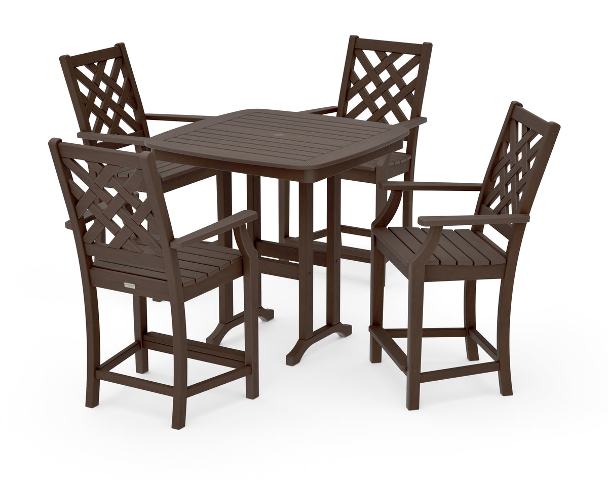 POLYWOOD Country Living Wovendale 5-Piece Counter Set in Kona