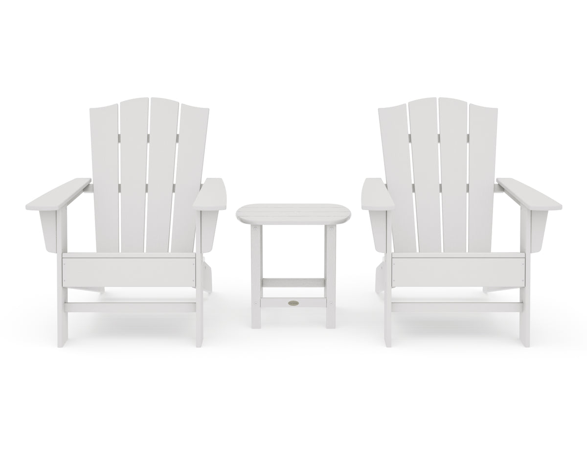 POLYWOOD Wave 3-Piece Adirondack Chair Set with The Crest Chairs in Vintage White