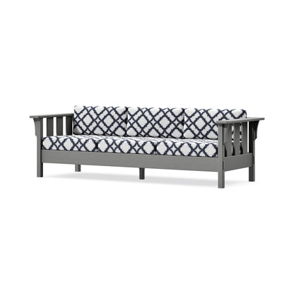 POLYWOOD Acadia Deep Seating Sofa in Slate Grey / Trellis Navy