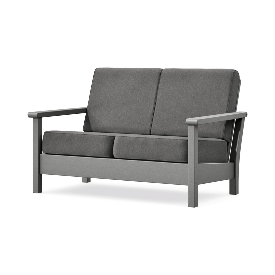 POLYWOOD Harbour Deep Seating Loveseat in Slate Grey / Ash Charcoal
