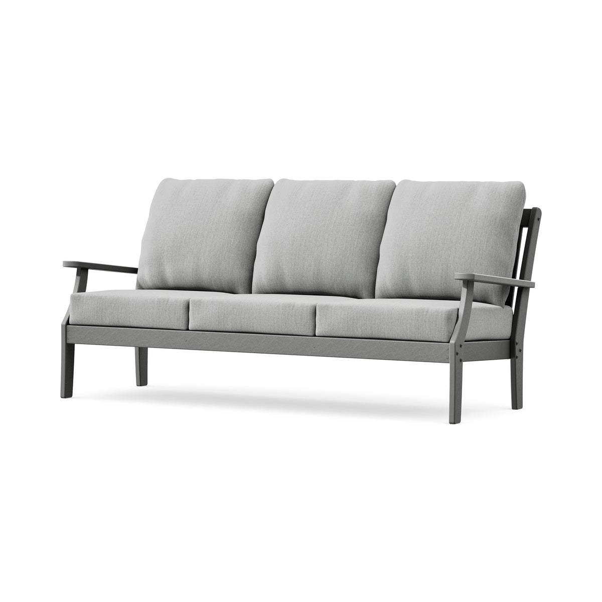 POLYWOOD Braxton Deep Seating Sofa in Slate Grey / Granite