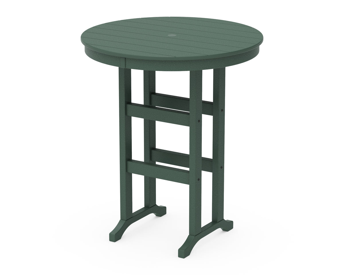 POLYWOOD 36" Round Farmhouse Bar Table in Green