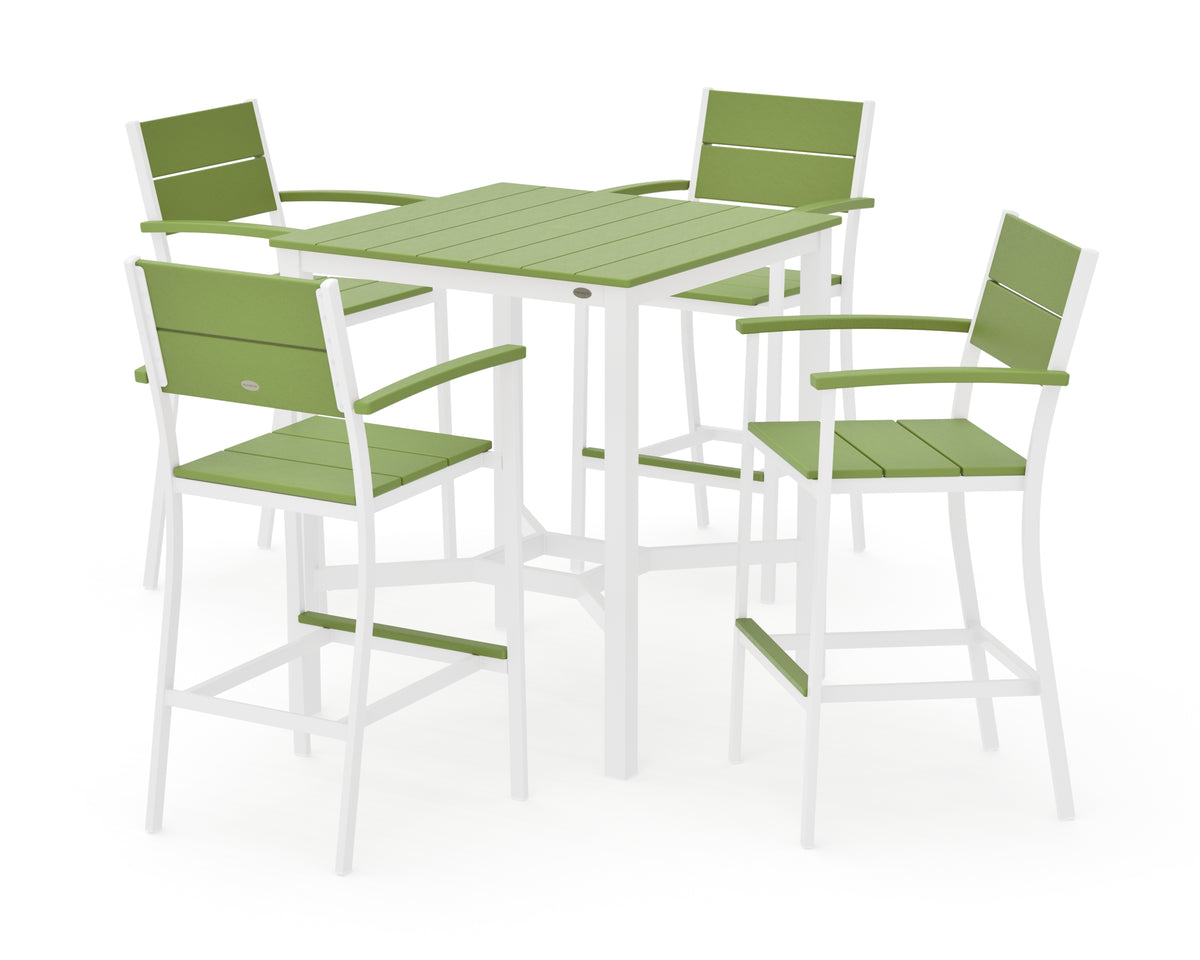POLYWOOD Main Street 5-Piece Bar Set in White / Lime