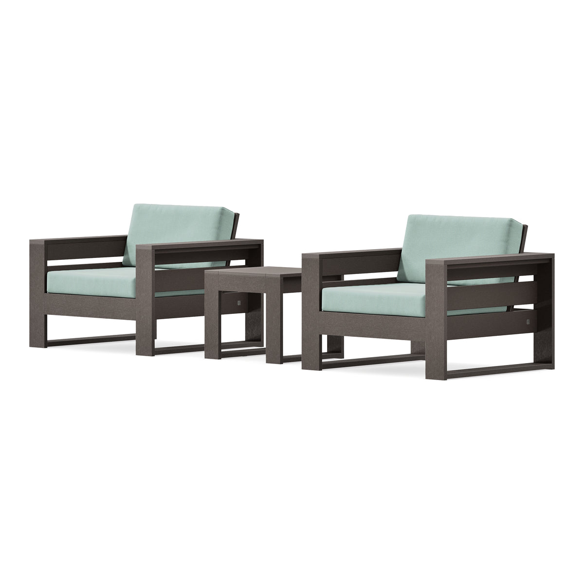 POLYWOOD PW Designer Series Latitude 3-Piece Lounge Chair Set in Vintage Coffee / Spa