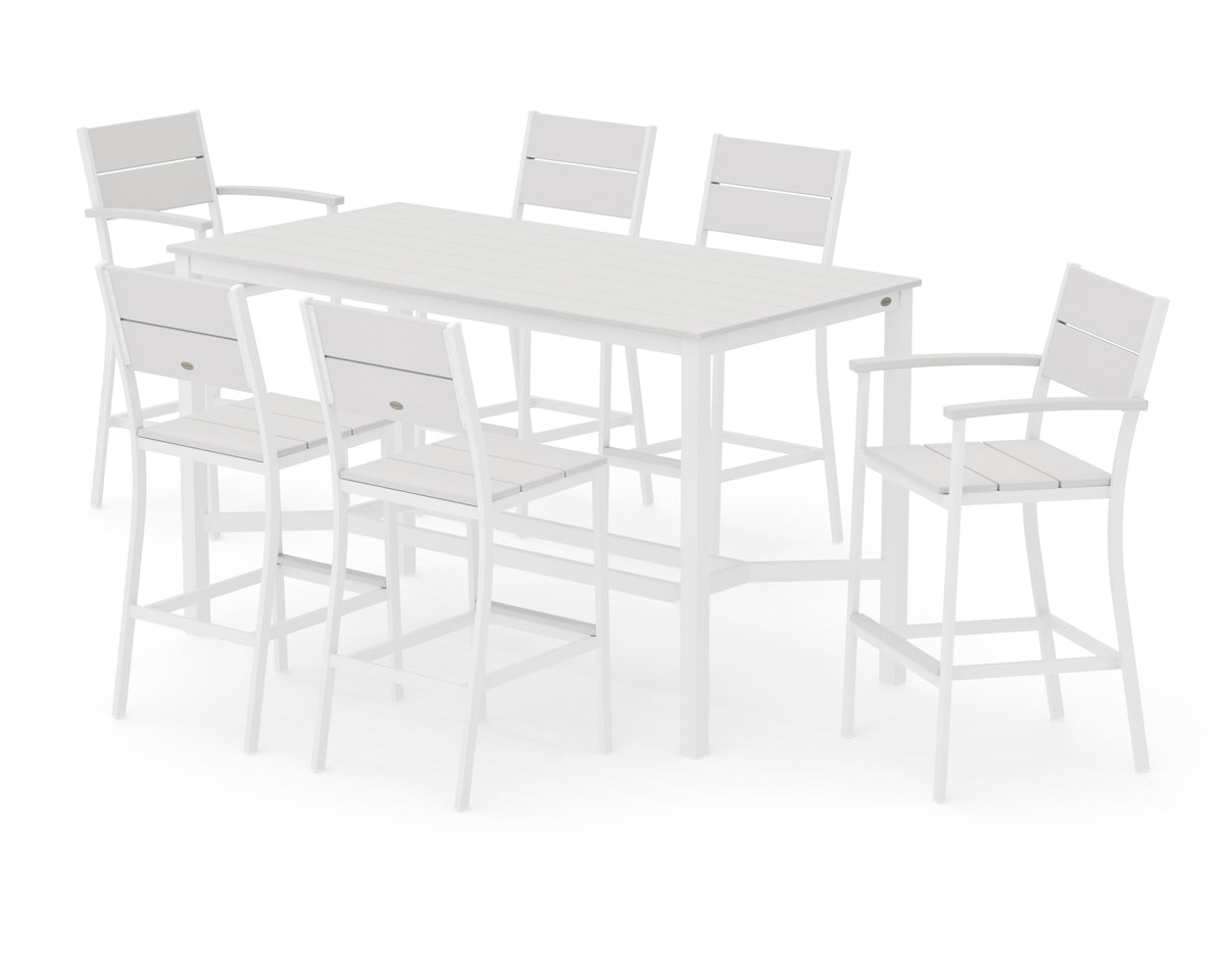 POLYWOOD Main Street 7-Piece Bar Set in White / Vintage White
