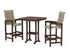POLYWOOD Coastal Woven High-Back 3-Piece Bar Set in Mahogany / Dune Grass