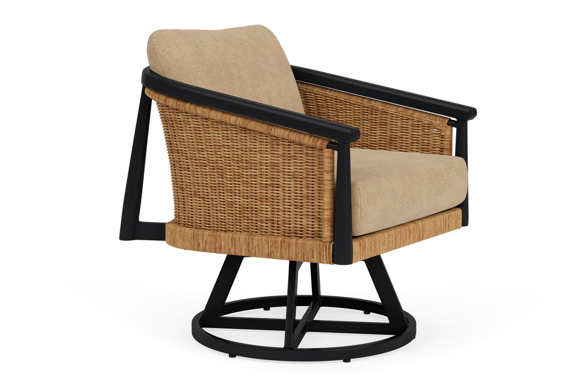 Lloyd Flanders Galloway Swivel Lounge Chair with Hayden Sand fabric, view 3