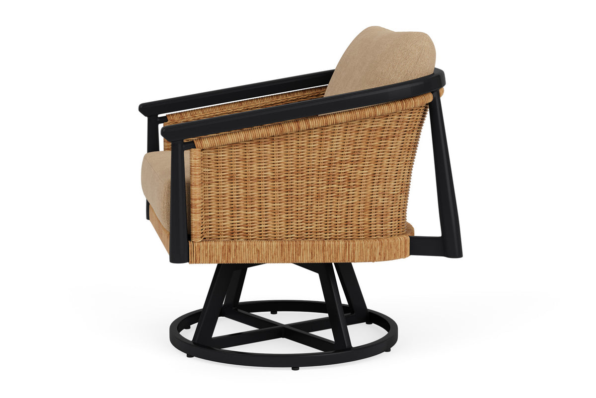 Lloyd Flanders Galloway Swivel Lounge Chair with Hayden Sand fabric, view 9