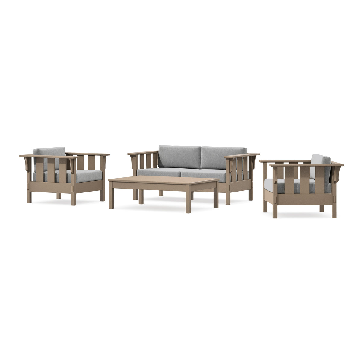 POLYWOOD Acadia 4-Piece Deep Seating Set with Loveseat in Vintage Sahara / Grey Mist