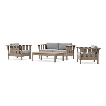 POLYWOOD Acadia 4-Piece Deep Seating Set with Loveseat in Vintage Sahara / Grey Mist