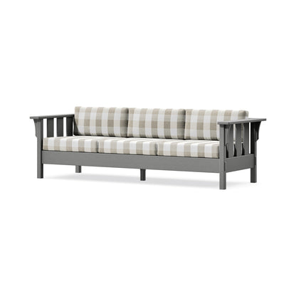 POLYWOOD Acadia Deep Seating Sofa in Slate Grey / Buffalo Plaid Dune Burlap