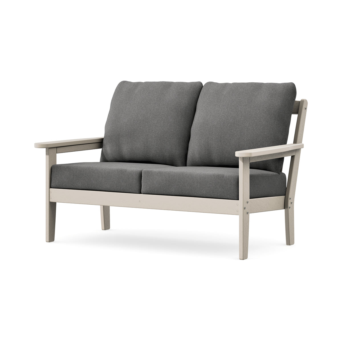 POLYWOOD Cottage Deep Seating Loveseat in Sand / Ash Charcoal