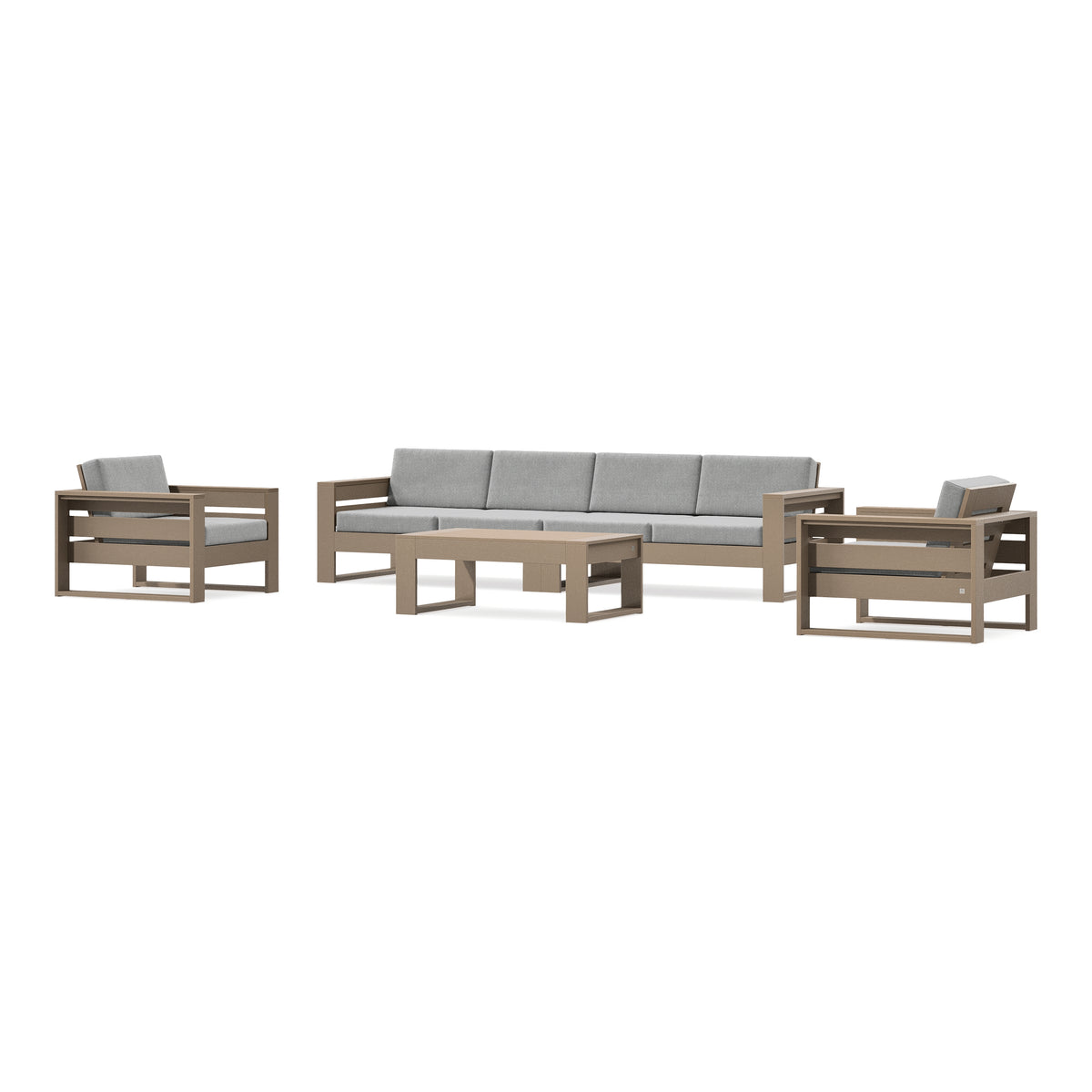 POLYWOOD PW Designer Series Latitude 5-Piece Lounge Sofa Set in Vintage Sahara / Grey Mist