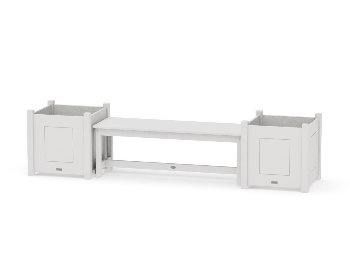 POLYWOOD 48" Country Living Straight Planter Bench Set - Large in Vintage White