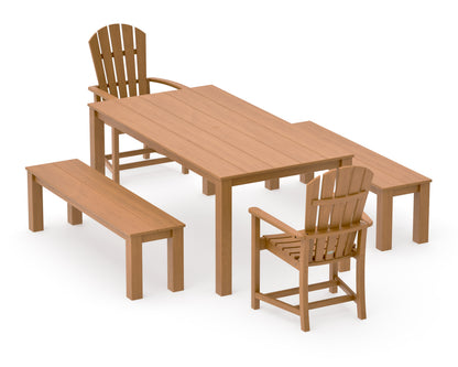 POLYWOOD Palm Coast 5-Piece Parsons Dining Set with Benches in Natural