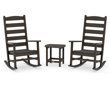 POLYWOOD Shaker 3-Piece Porch Rocking Chair Set in Vintage Coffee