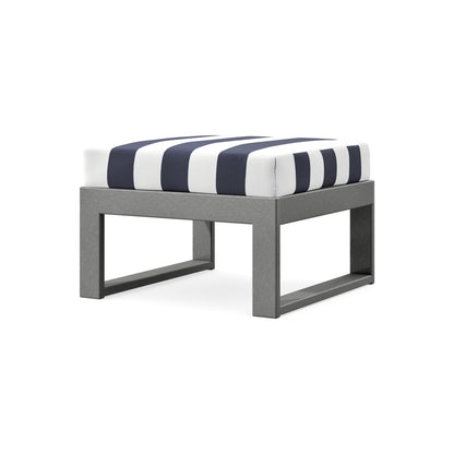 POLYWOOD Modular Ottoman - Modern in Slate Grey / Cabana Stripe Navy
