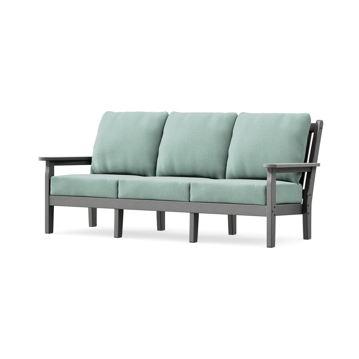 POLYWOOD Chippendale Deep Seating Sofa in Slate Grey / Glacier Spa