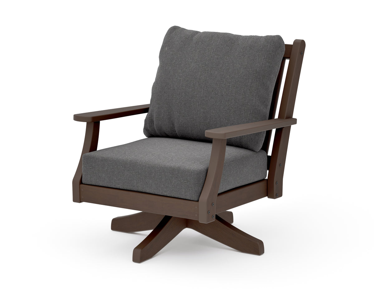 POLYWOOD Wovendale Deep Seating Swivel Chair in Kona / Ash Charcoal