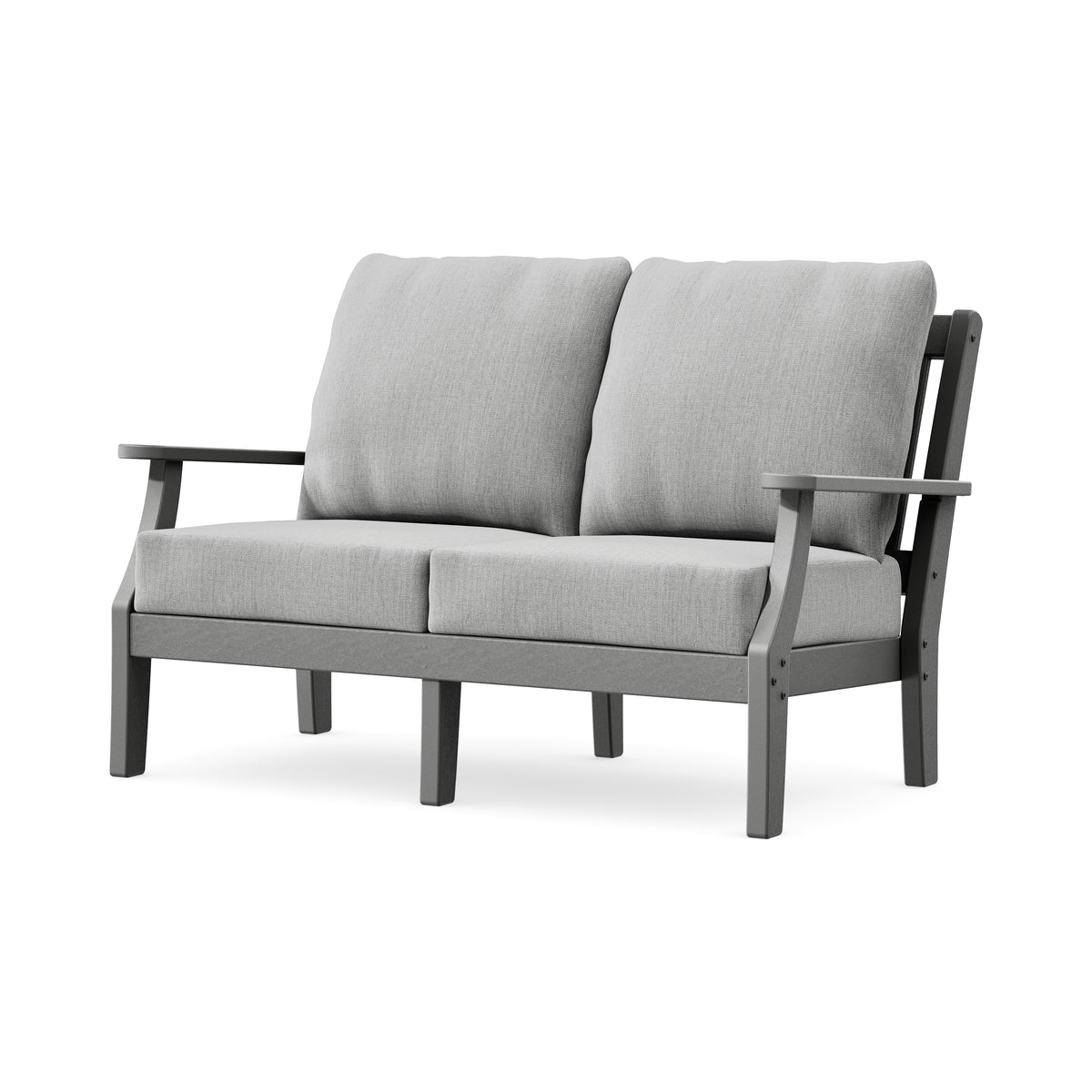 POLYWOOD Chinoiserie Deep Seating Loveseat in Slate Grey / Granite