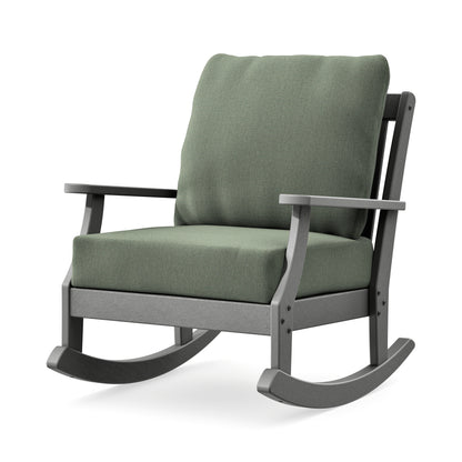 POLYWOOD Braxton Deep Seating Rocking Chair in Slate Grey / Cast Sage