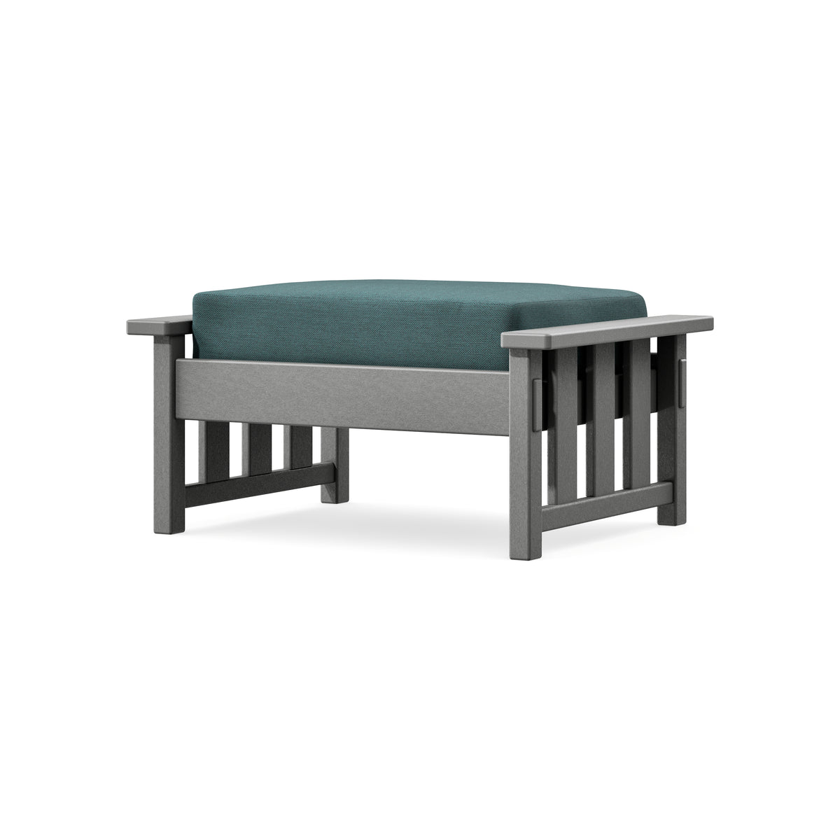 POLYWOOD Acadia Deep Seating Ottoman in Slate Grey / Ocean Teal
