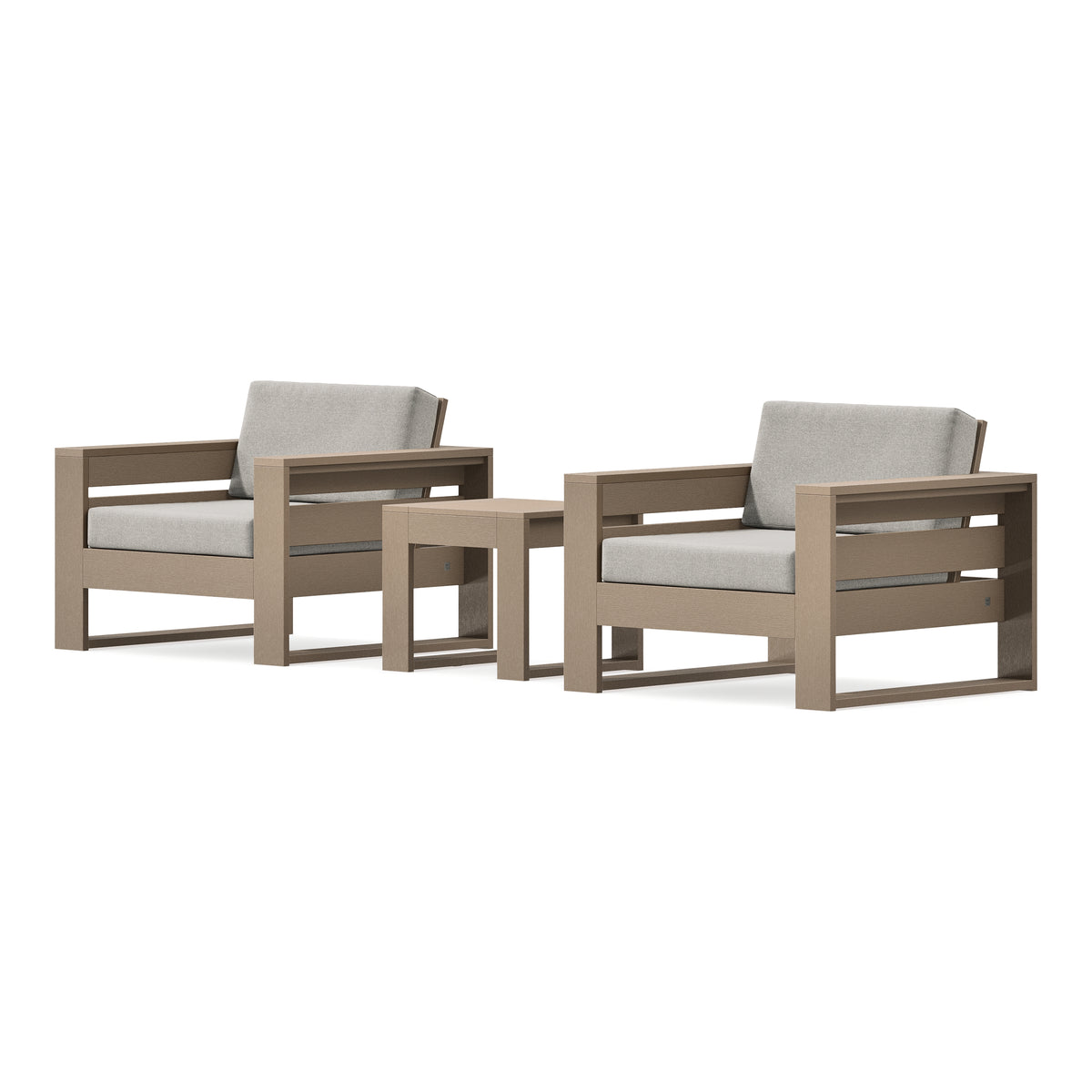 POLYWOOD PW Designer Series Latitude 3-Piece Lounge Chair Set in Vintage Sahara / Weathered Tweed