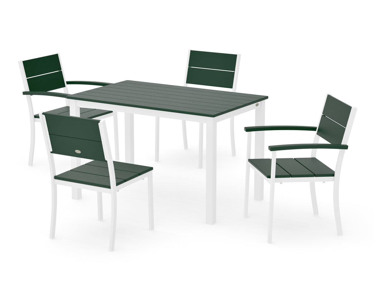 POLYWOOD Main Street 5-Piece Dining Set with Main Street 30 x 48 Dining Table in White / Green