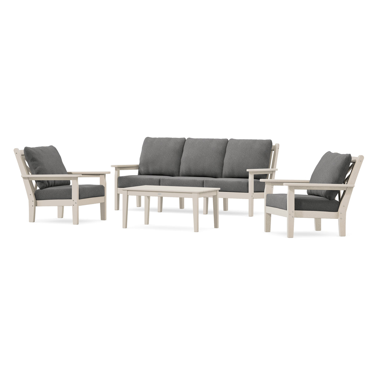 POLYWOOD Chippendale 4-Piece Deep Seating Set with Sofa in Sand