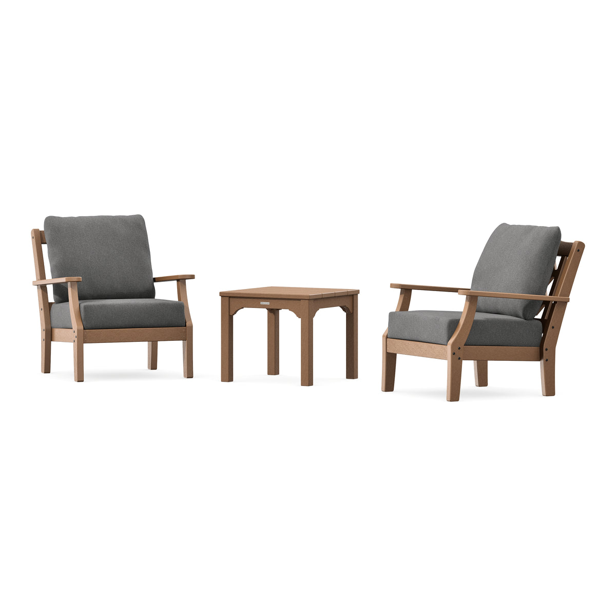 POLYWOOD Chinoiserie 3-Piece Deep Seating Set in Teak