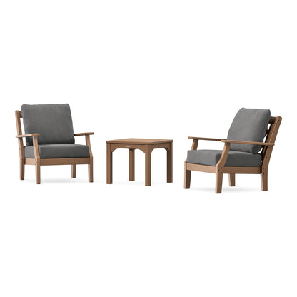 POLYWOOD Chinoiserie 3-Piece Deep Seating Set in Teak