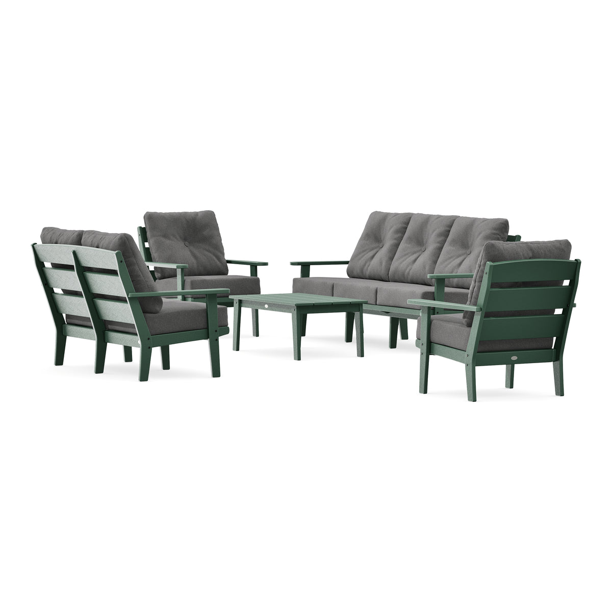 POLYWOOD Lakeside 5-Piece Lounge Sofa Set in Green