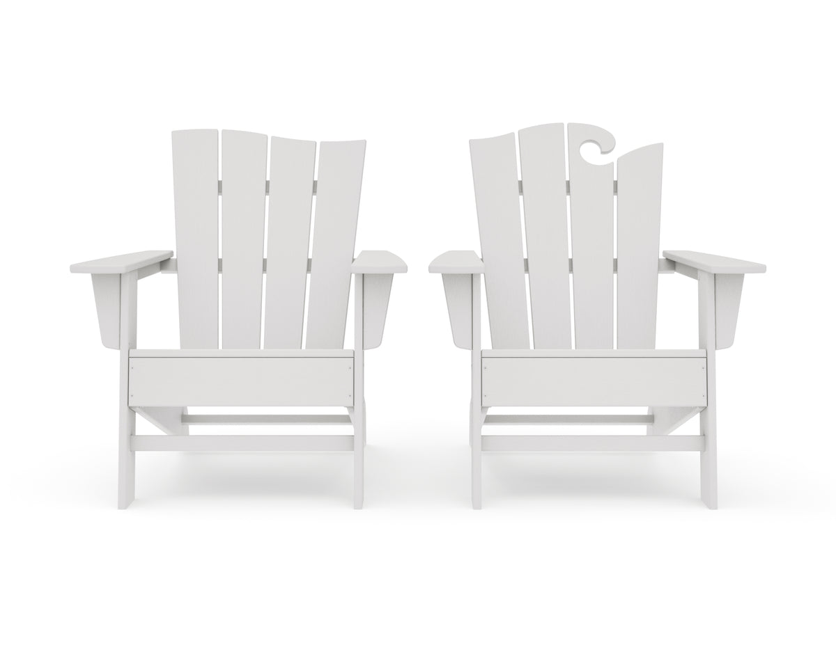 POLYWOOD Wave 2-Piece Adirondack Set with The Wave Chair Left in Vintage White
