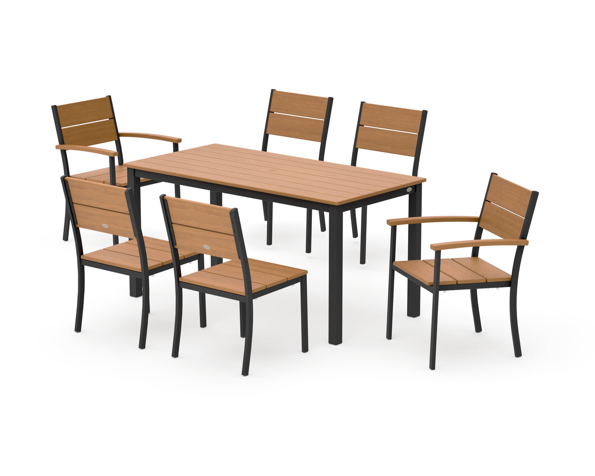 POLYWOOD Main Street 7-Piece Dining Set with Main Street 30 x 60 Dining Table in Black / Natural