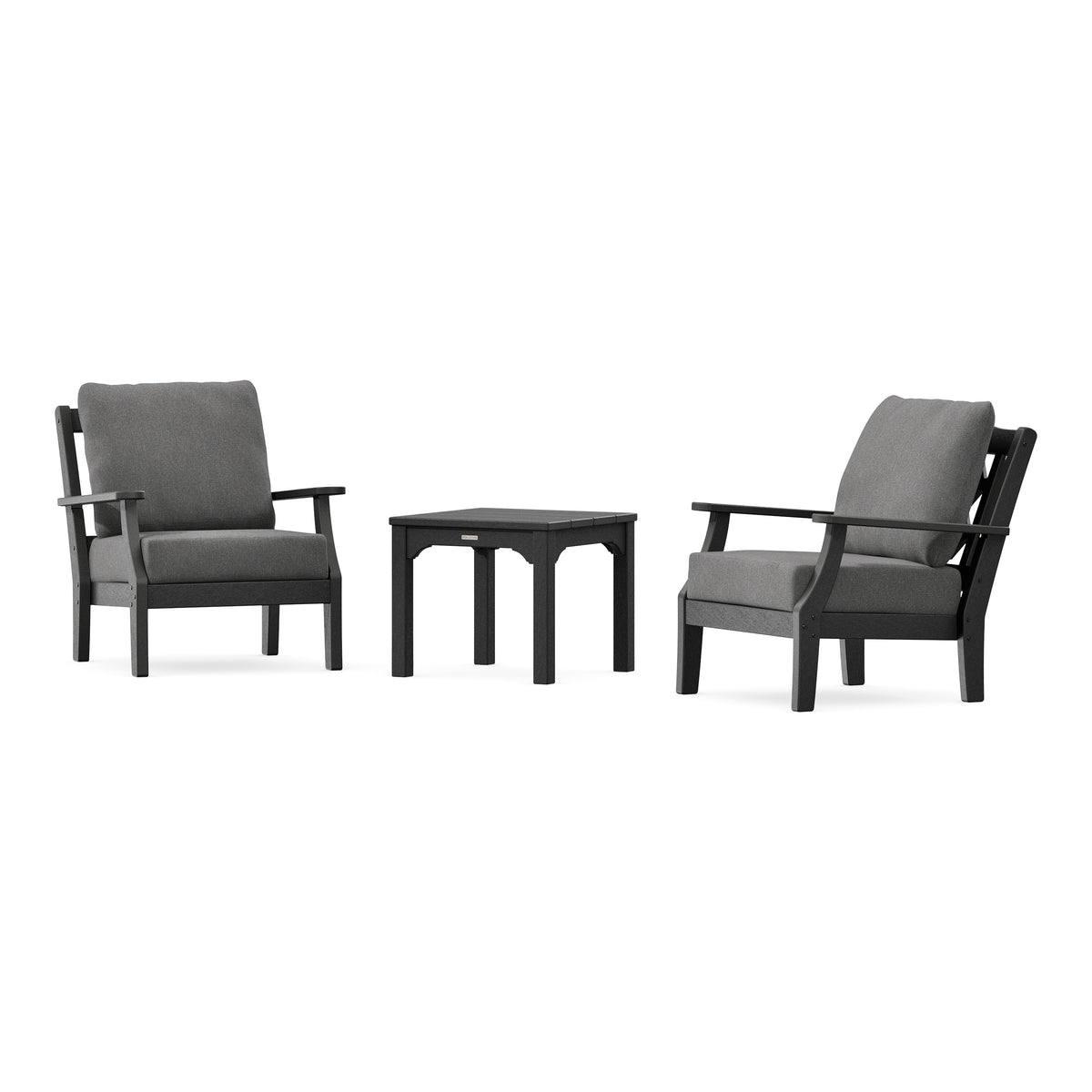 POLYWOOD Chinoiserie 3-Piece Deep Seating Set in Black