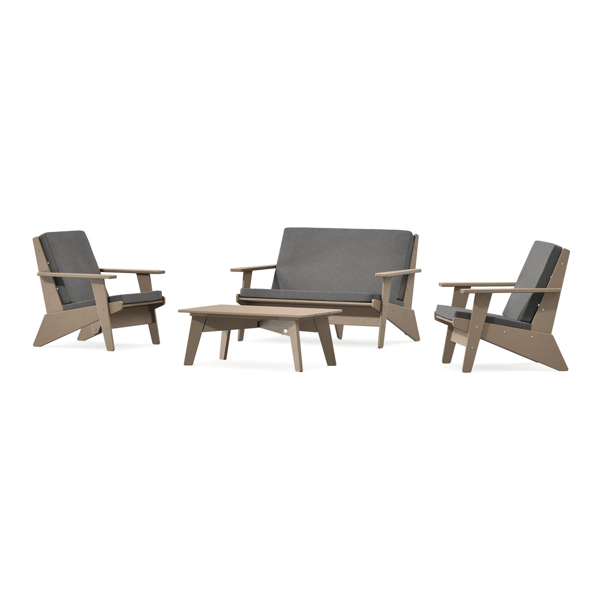 POLYWOOD Riviera Modern Lounge 4-Piece Set in Vintage Sahara