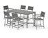POLYWOOD Main Street 7-Piece Counter Set in Silver / Slate Grey