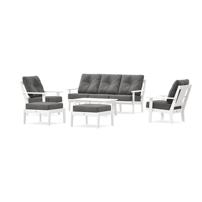 POLYWOOD Prairie 6-Piece Lounge Sofa Set in White