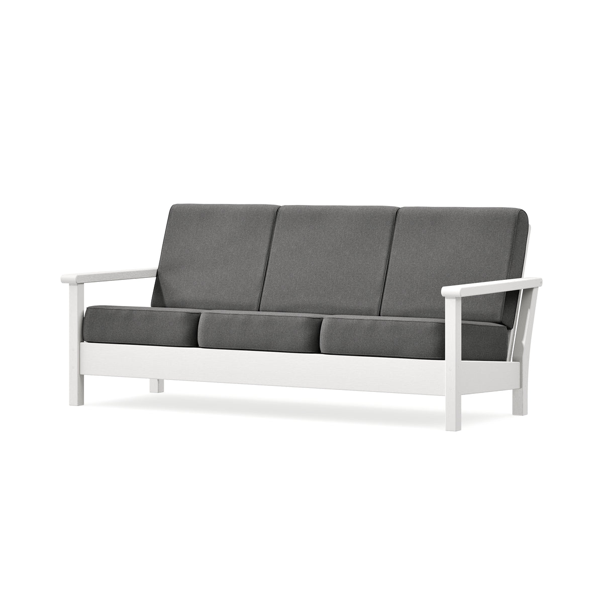 POLYWOOD Harbour Deep Seating Sofa in Vintage White / Ash Charcoal