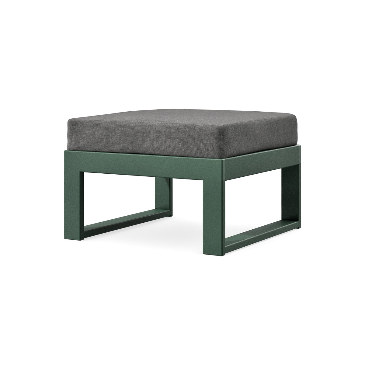 POLYWOOD Modular Ottoman - Modern in Green / Ash Charcoal