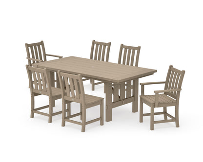 POLYWOOD Traditional Garden 7-Piece Dining Set with Mission Table in Vintage Sahara