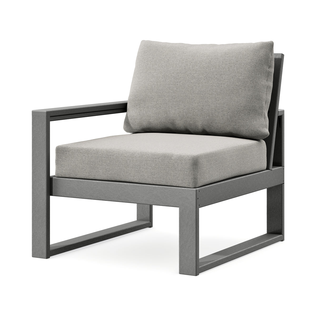 POLYWOOD EDGE Modular Left Arm Chair in Slate Grey / Weathered Tweed