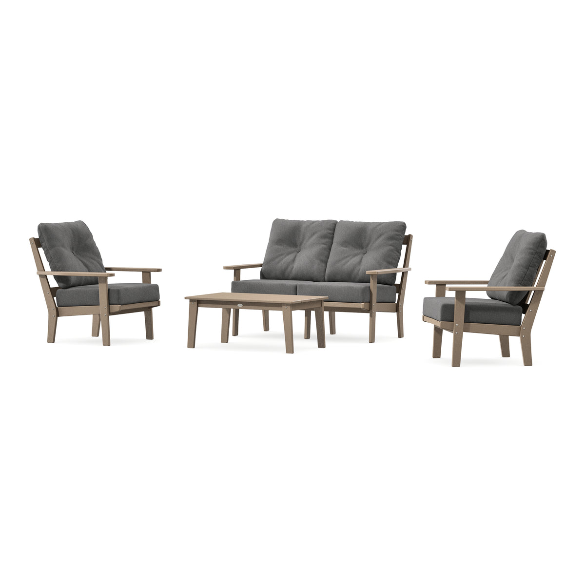 POLYWOOD Prairie 4-Piece Deep Seating Set with Loveseat in Vintage Sahara